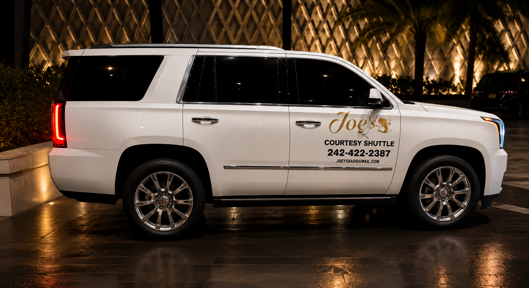 Joey's complimentary courtesy shuttle SUV for hotel guests